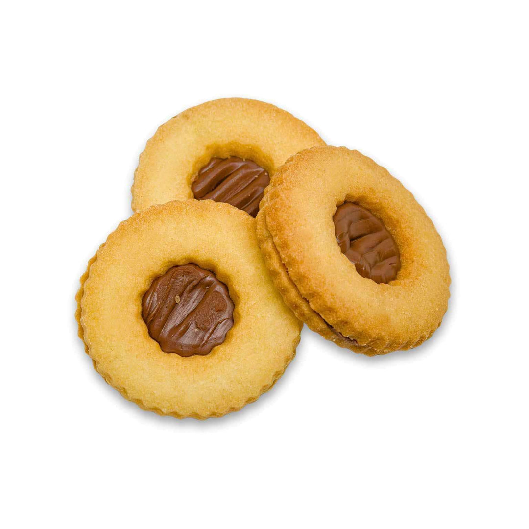 Occhi di Bue alla Crema Scura di Nocciola – Biscotti Artigianali Ripieni
